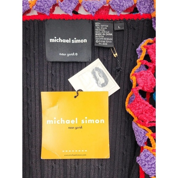 Muchael Simon Y2K Rainbow Crochet Floral Open Cardigan Size… - Picture 10 of 13